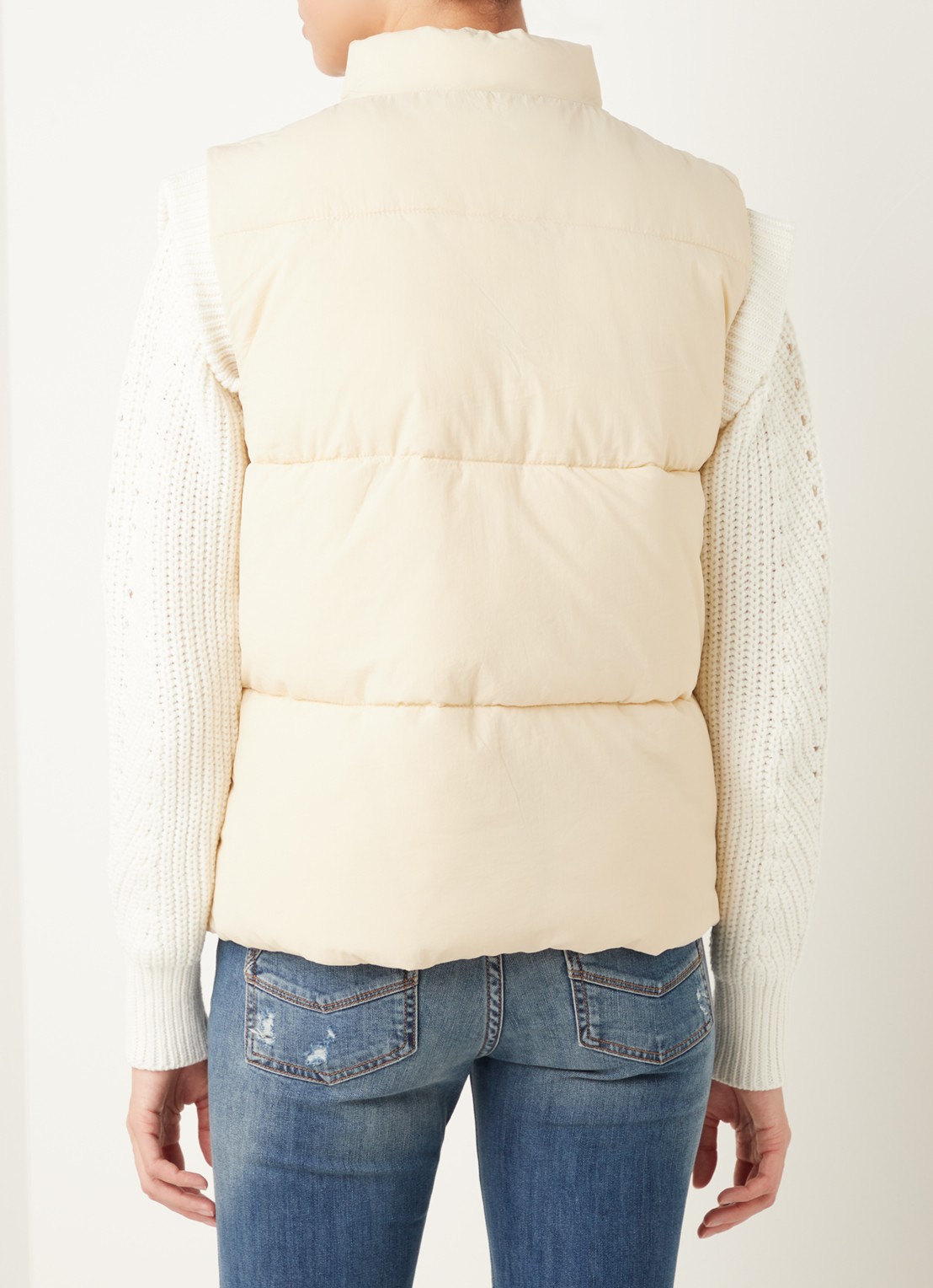 Neo Noir Frankie gewatteerde bodywarmer met steekzakken - achterkant creme