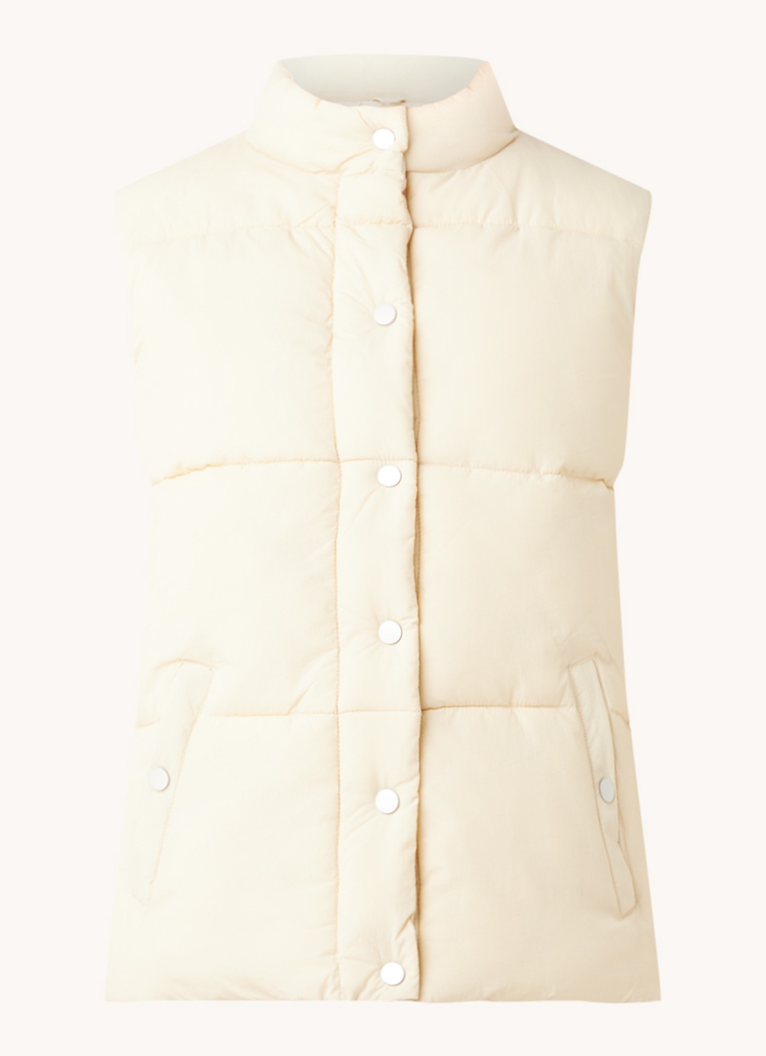 Neo Noir Frankie gewatteerde bodywarmer met steekzakken - voorkant 3 creme