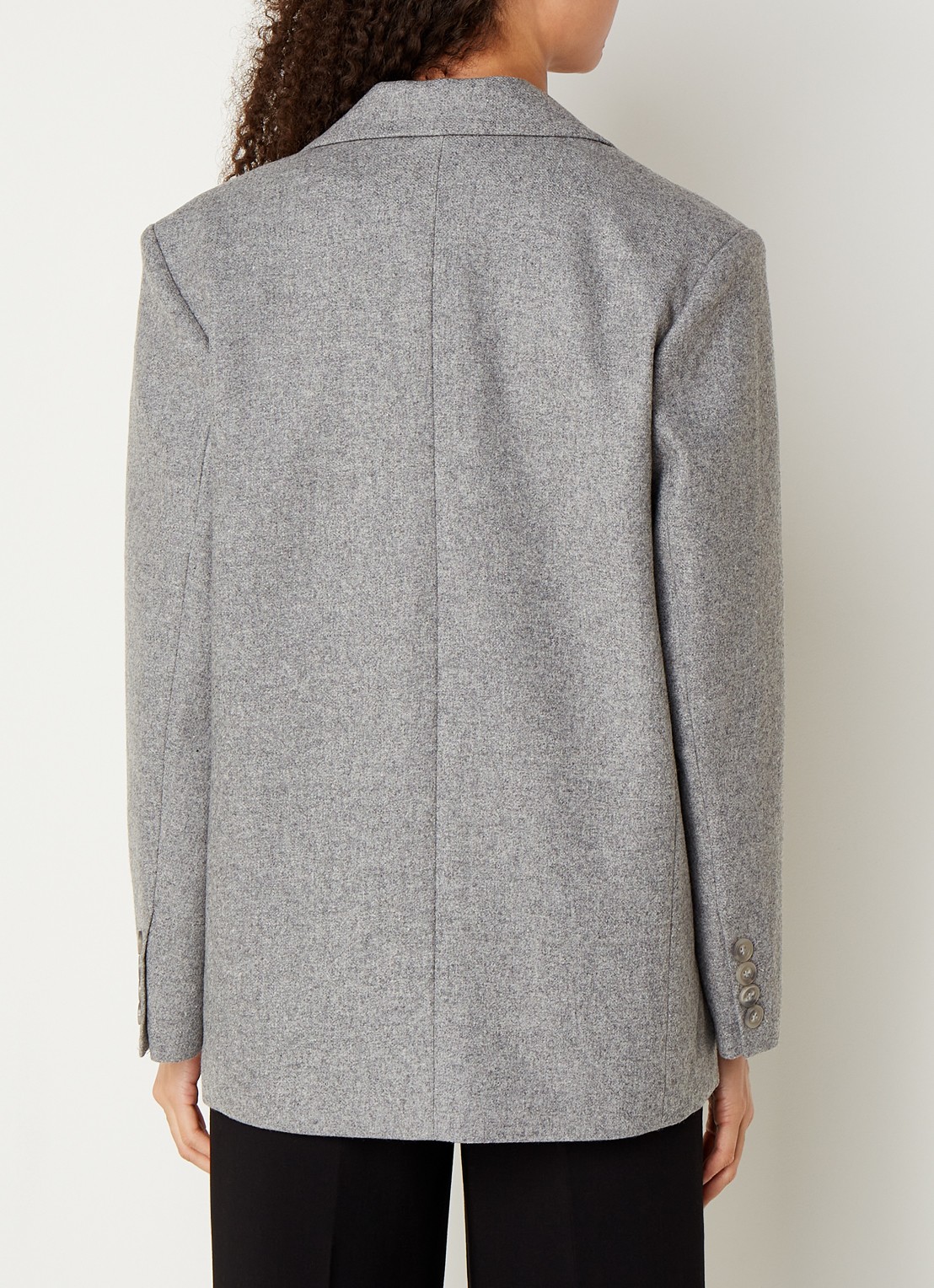 Neo Noir Gaby blazer in wolblend met klepzakken - achterkant 3 grijsmele