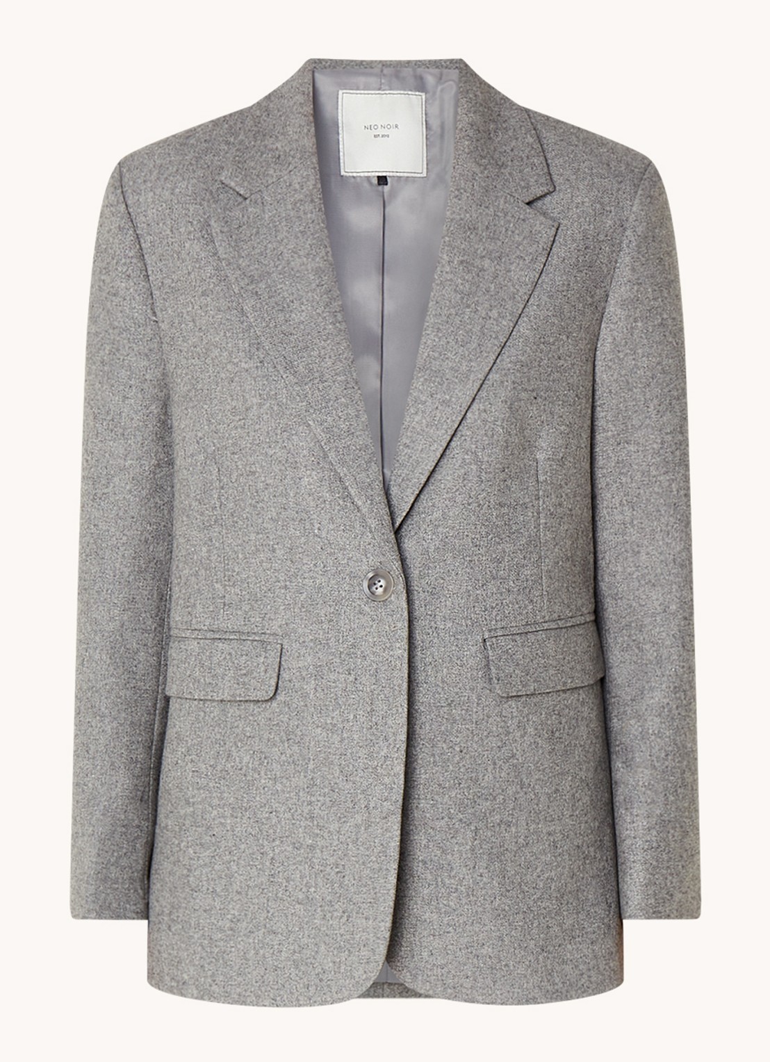 Neo Noir Gaby blazer in wolblend met klepzakken - voorkant grijsmele