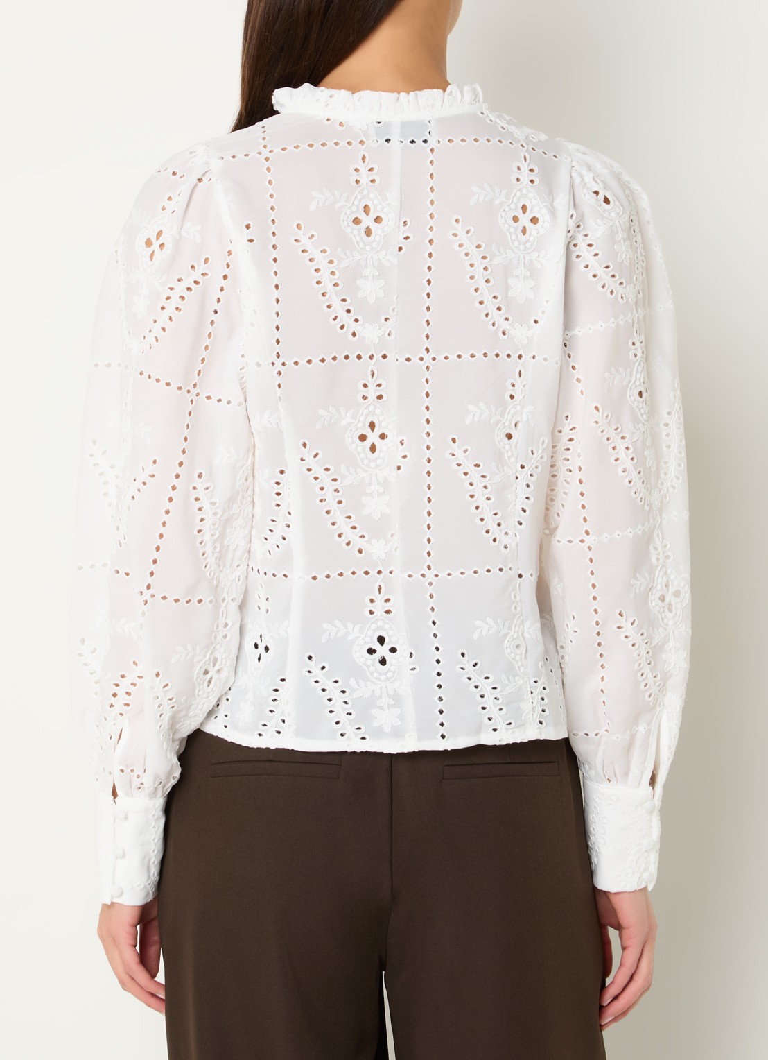 Neo Noir Gilda blouse met opengewerkt dessin - achterkant 3 wit