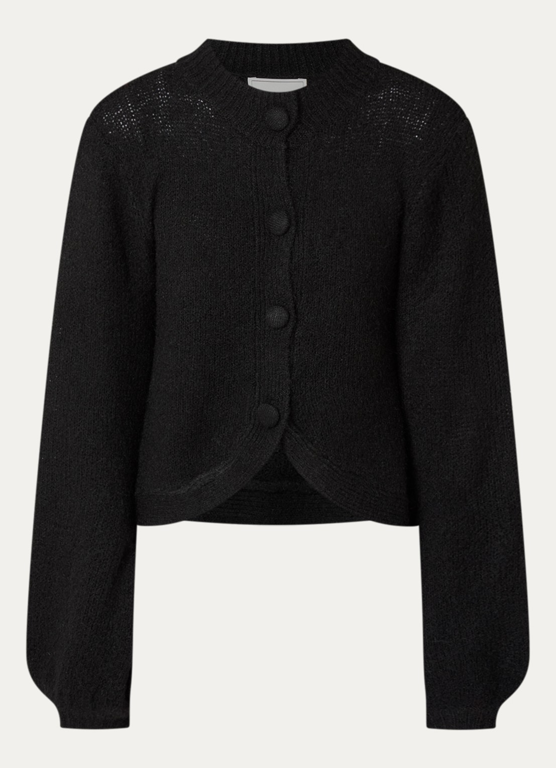Neo Noir Gio grofgebreid vest in wolblend met ballonmouw - voorkant 3 zwart