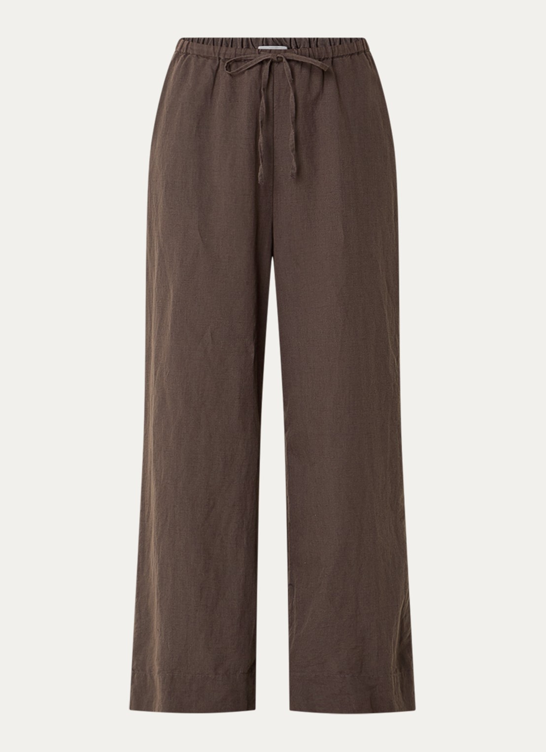 Neo Noir Heifa high waist wide fit broek in linnenblend met steekzakken  - voorkant donkerbruin