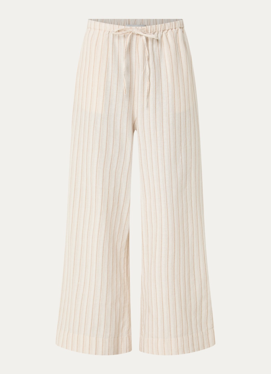 Neo Noir Heifa high waist wide fit broek in linnenblend met streepprint - voorkant 2 zand
