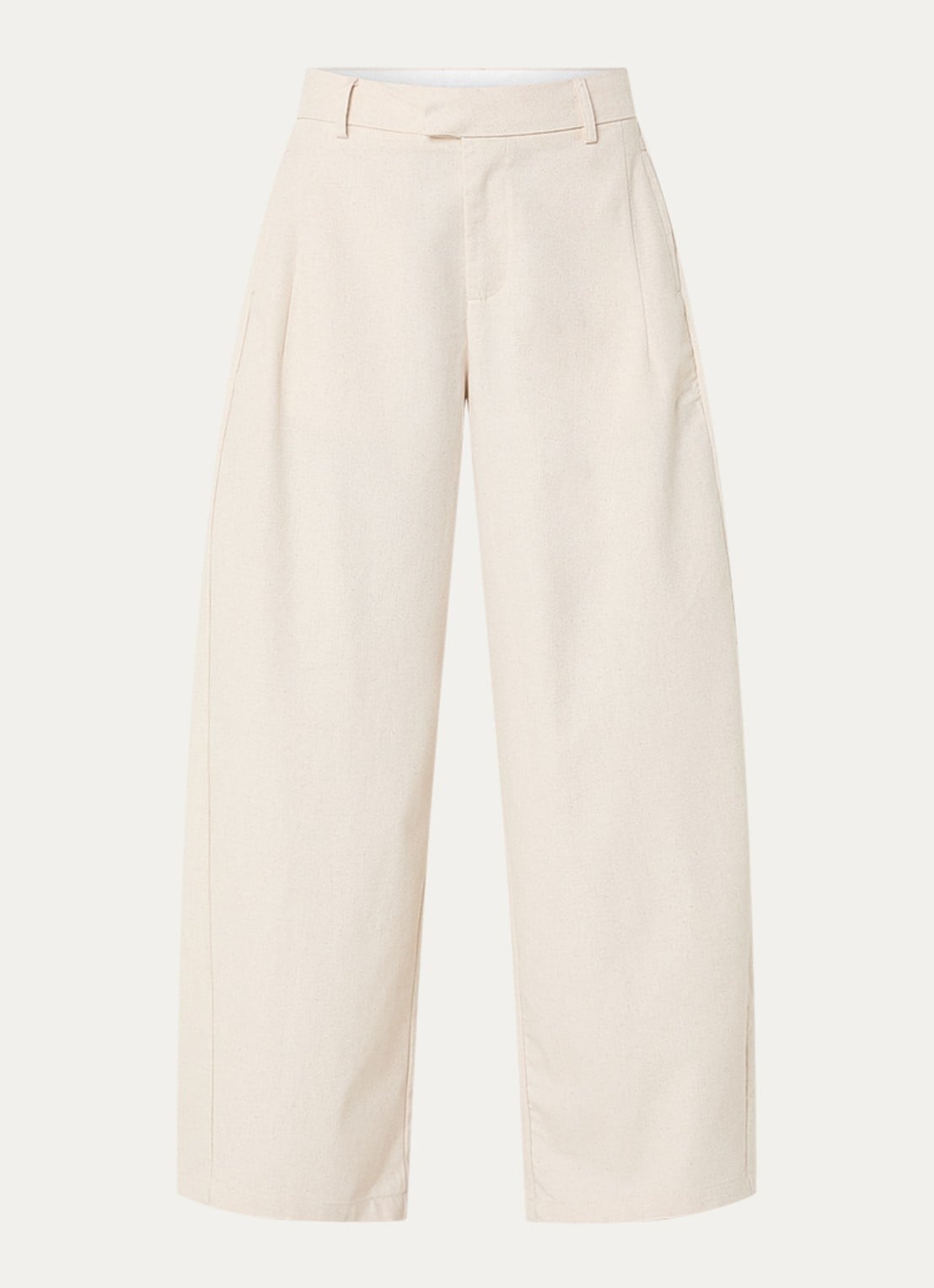 Neo Noir High waist wide fit broek in linnenblend met steekzakken - voorkant gebroken wit