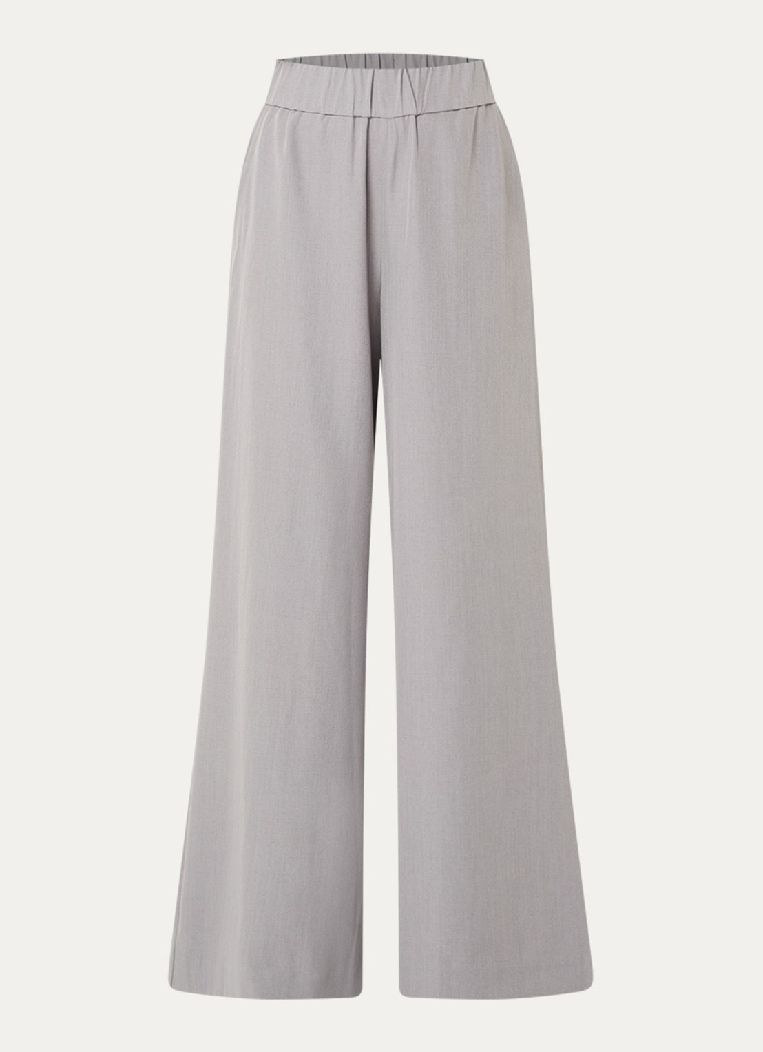Neo Noir Janel high waist wide fit pantalon met steekzakken - voorkant 3 lichtgrijs