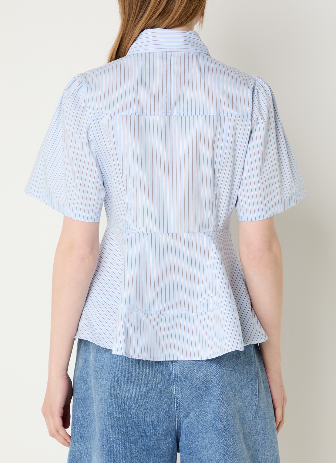 Neo Noir Janelle blouse met streepprint - achterkant 4 lichtblauw