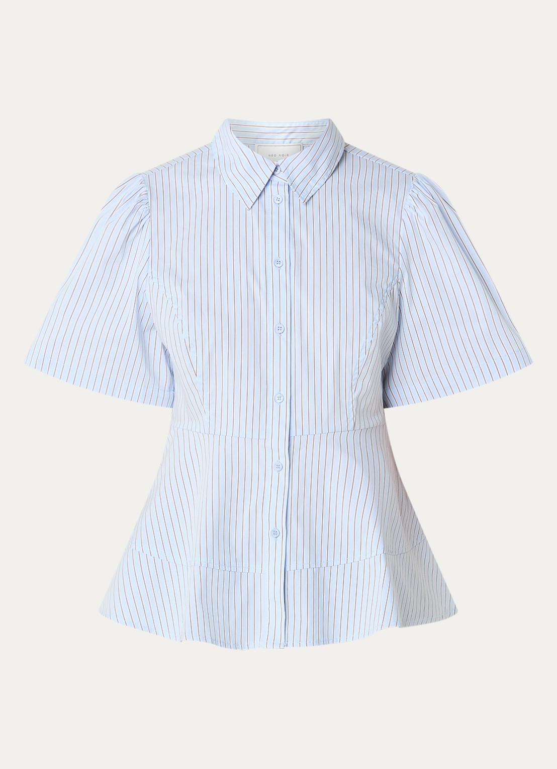 Neo Noir Janelle blouse met streepprint - voorkant lichtblauw