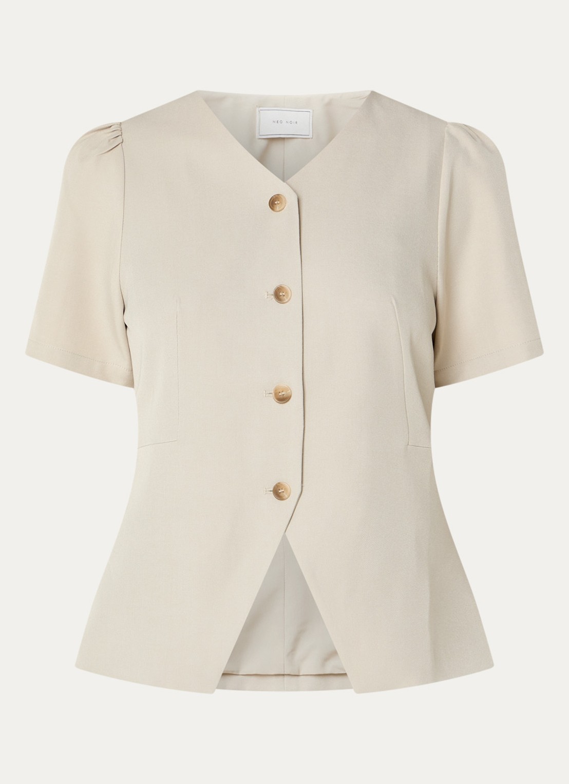 Neo Noir Jules blouse met ronde hals - voorkant 3 gebroken wit