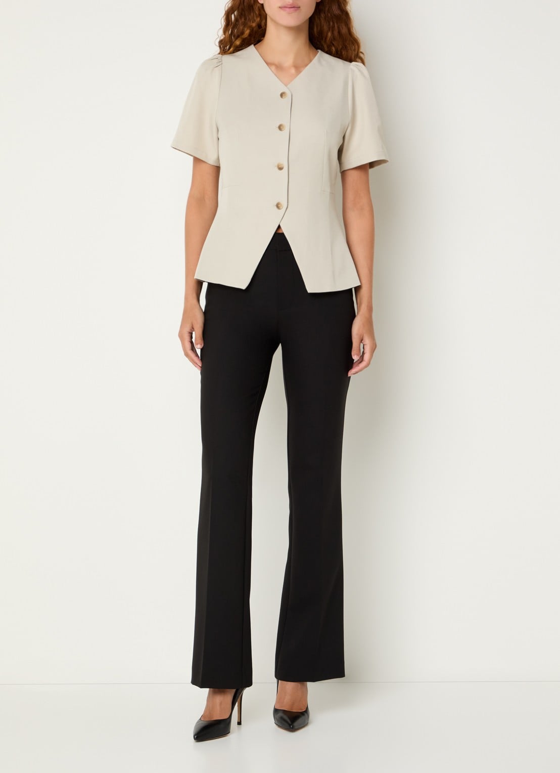 Neo Noir Jules blouse met ronde hals - voorkant 4 gebroken wit