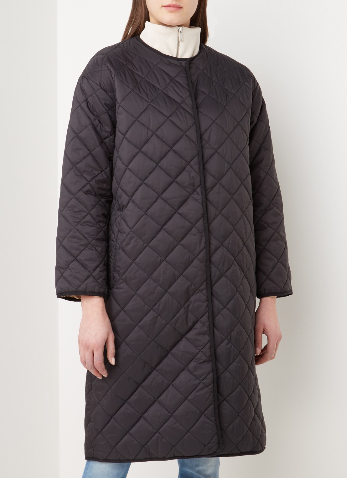 Neo Noir Jullia gewatteerde jas met quilted patroon - detail 4 zwart