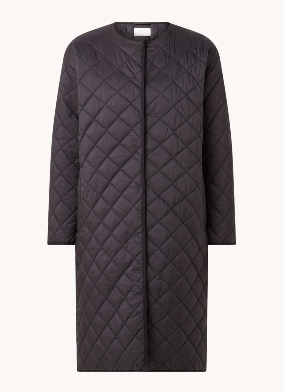 Neo Noir Jullia gewatteerde jas met quilted patroon - voorkant 2 zwart