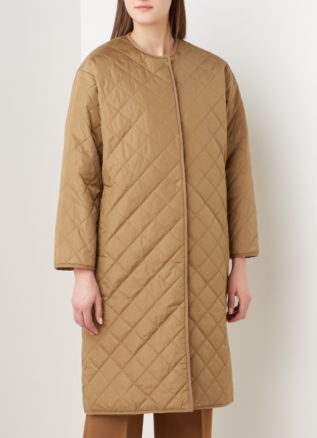 Neo Noir Jullia gewatteerde jas met quilted patroon - detail 3 camel