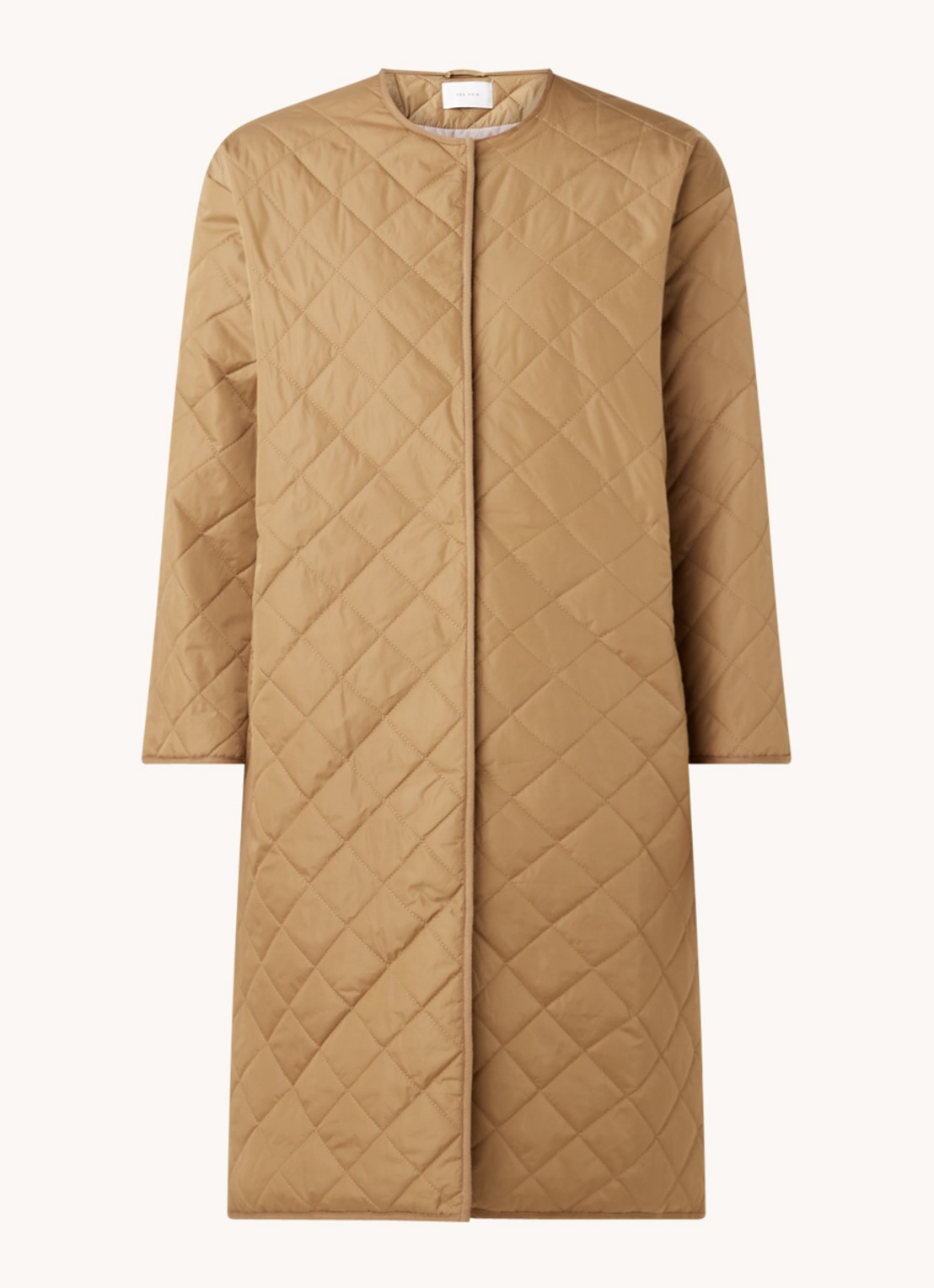 Neo Noir Jullia gewatteerde jas met quilted patroon - voorkant camel