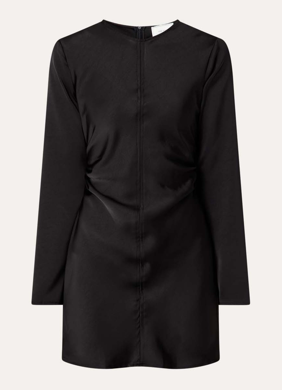 Neo Noir Jumari mini jurk van satijn met plooidetail - voorkant 3 zwart