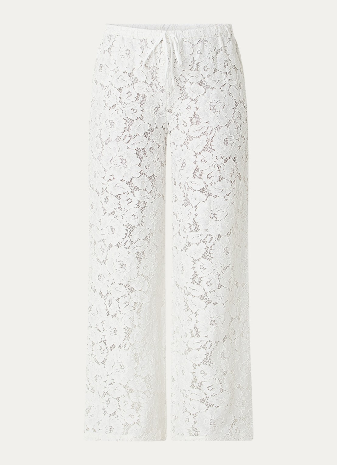 Neo Noir Kelans mid waist flared fit broek van kant  - voorkant gebroken wit