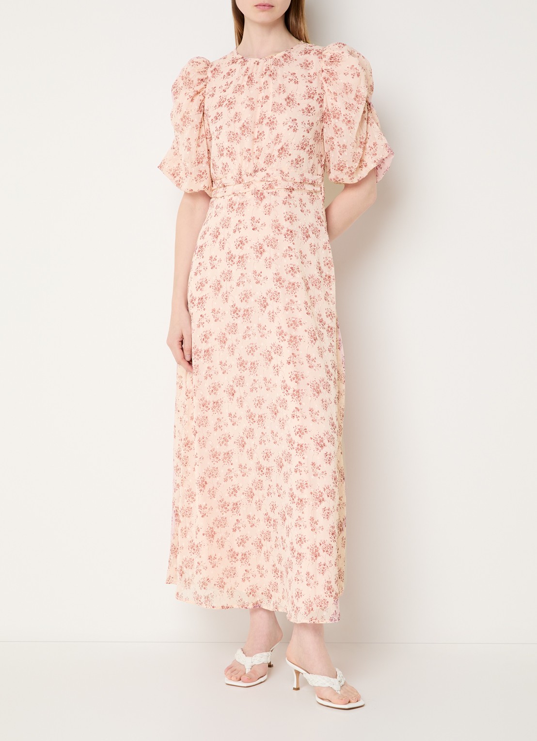 Neo Noir Kikka maxi jurk met bloemenprint - detail lichtroze