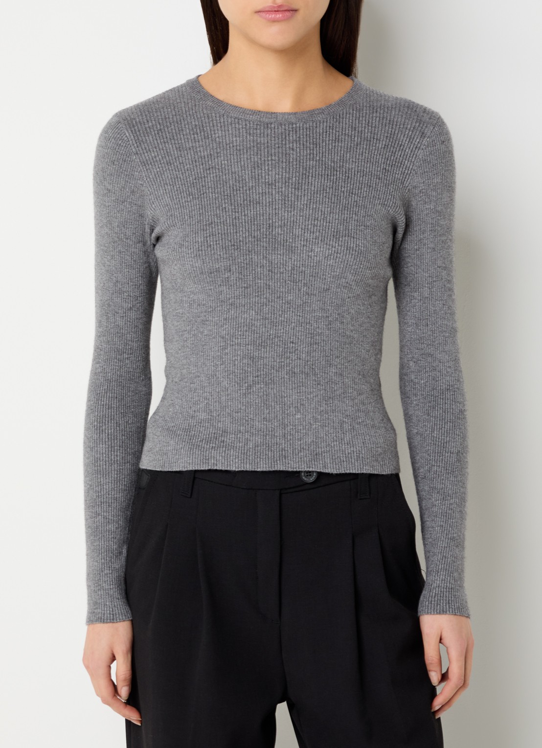 Neo Noir Kirrera ribgebreide top met stretch - detail 4 middengrijs