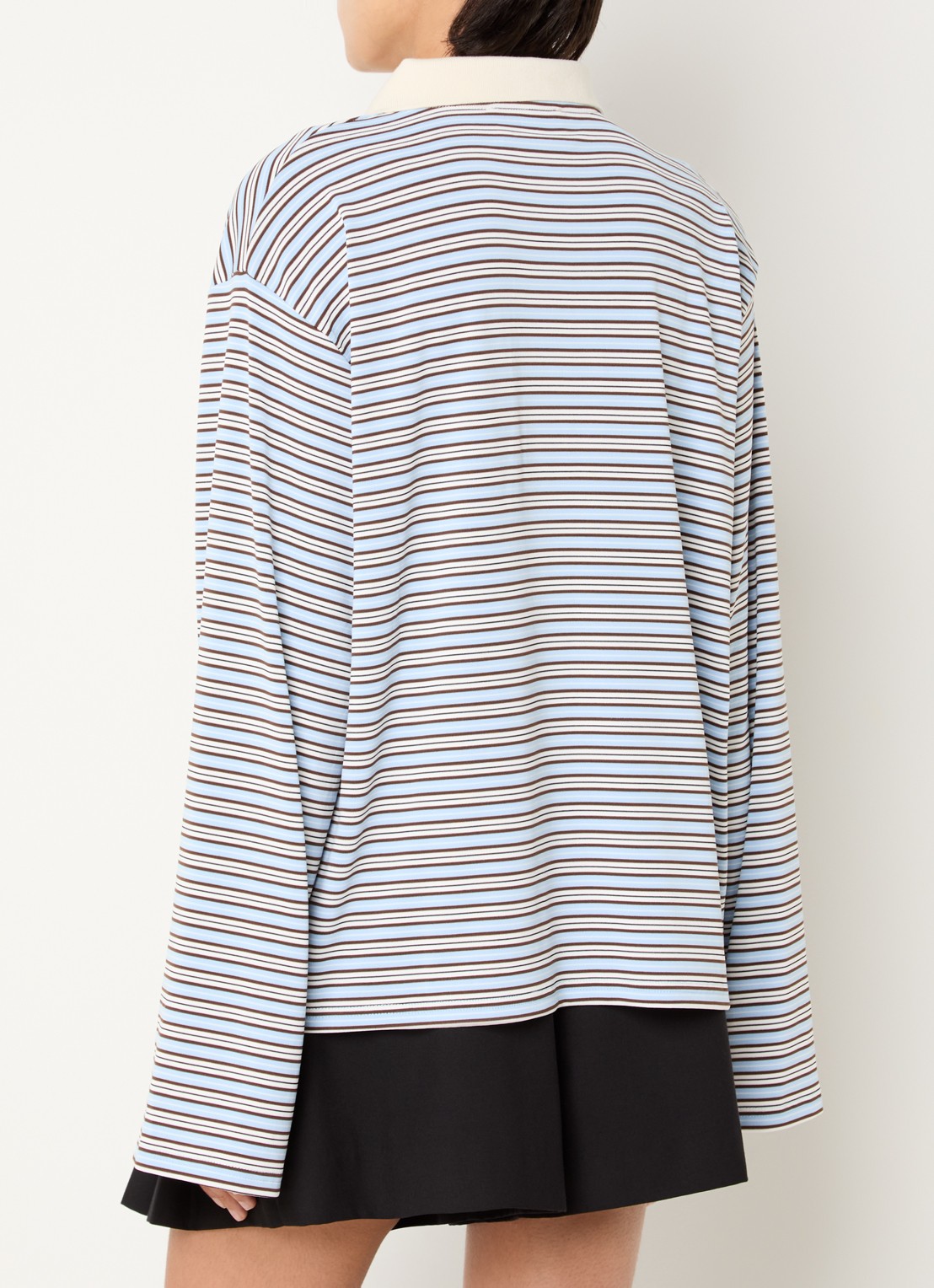 Neo Noir Lirenne polo met streepprint - achterkant 2 lichtblauw