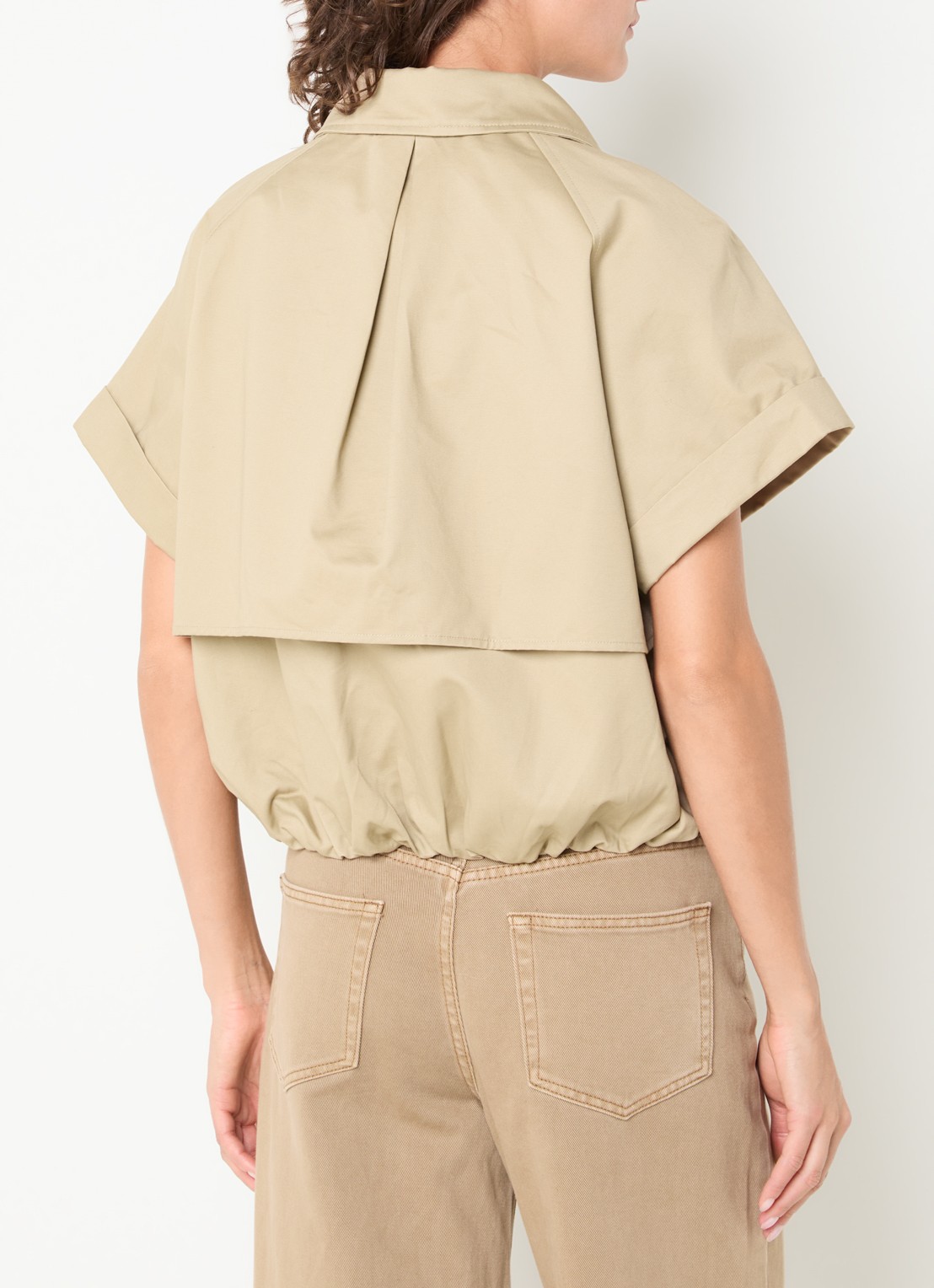 Neo Noir Lisha trenchcoat met asymmetrische hals - achterkant beige