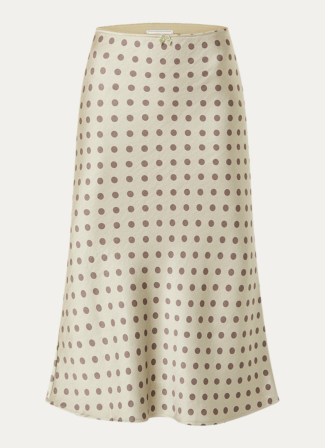 Neo Noir Lola midi rok van satijn met stippenprint - voorkant 3 olijfgroen