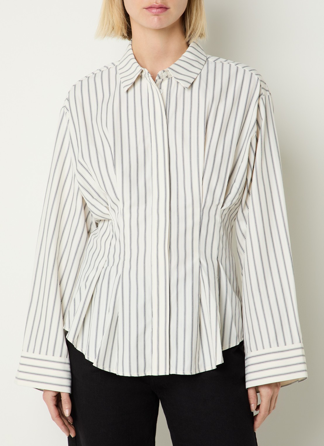 Neo Noir Lytra blouse met streepprint - detail 4 wit
