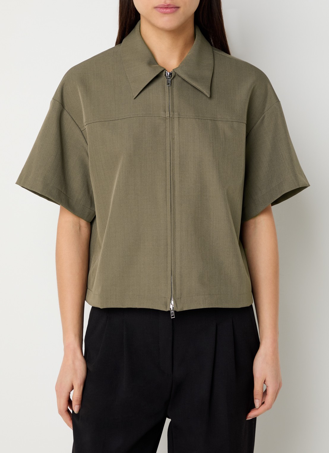 Neo Noir Madicken Structure blouse met rits - detail 4 taupe