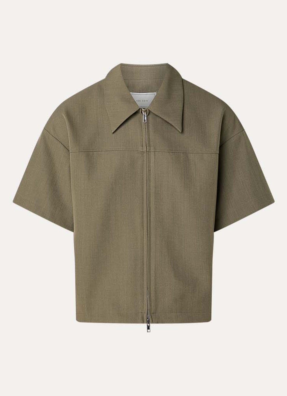 Neo Noir Madicken Structure blouse met rits - voorkant 2 taupe