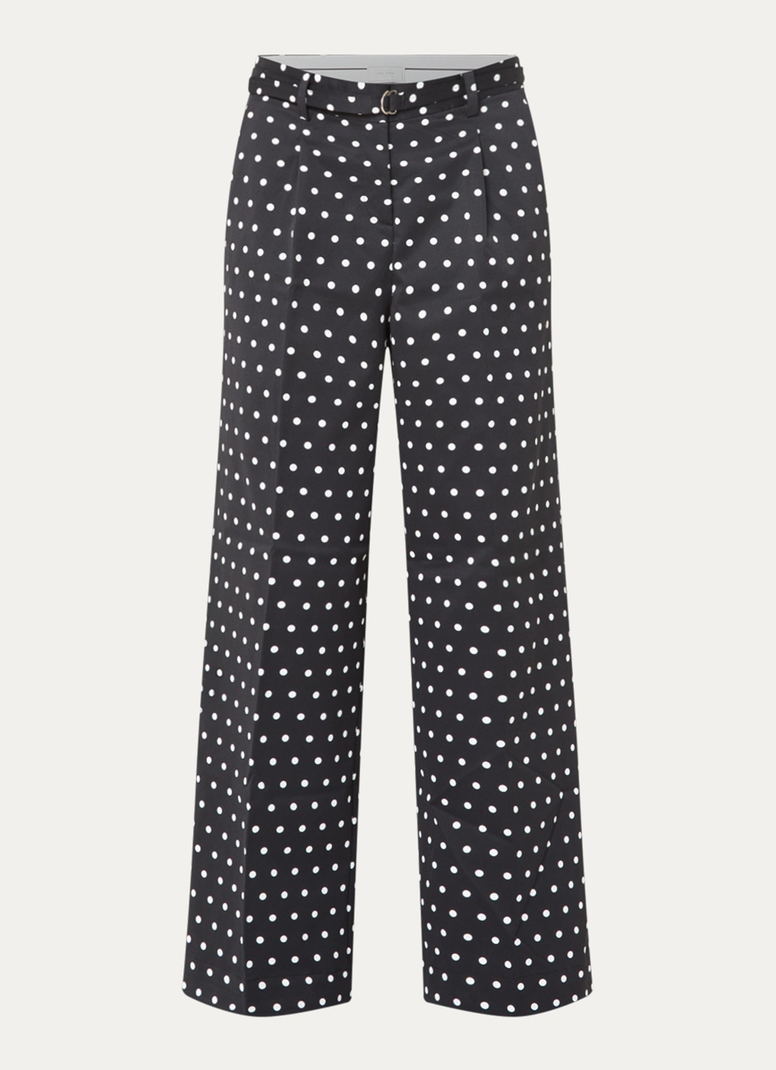 Neo Noir Malba high waist wide fit broek met ceintuur en stippenprint - voorkant 2 zwart