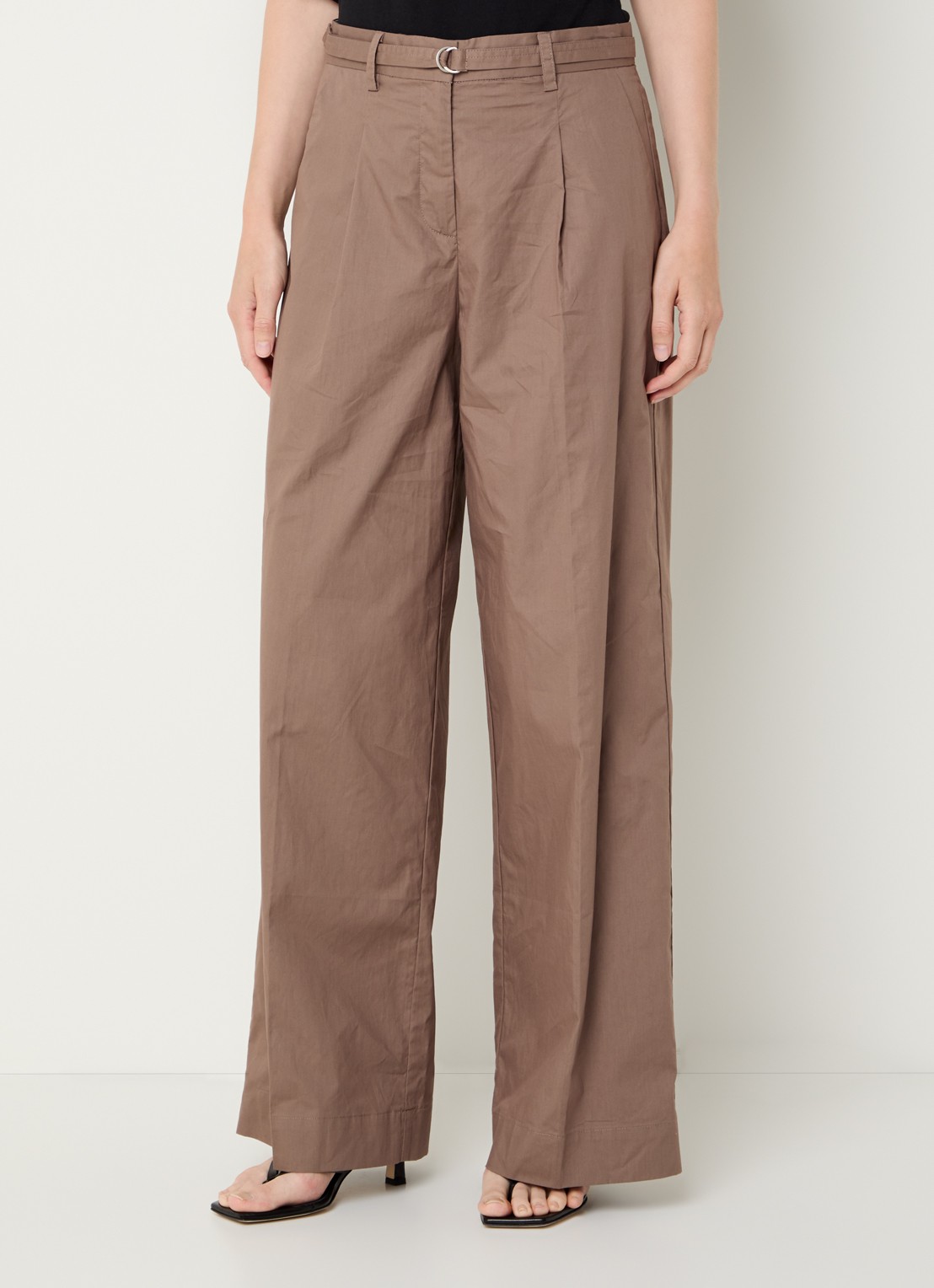 Neo Noir Malba high waist wide fit pantalon met steekzakken - detail 3 bruin