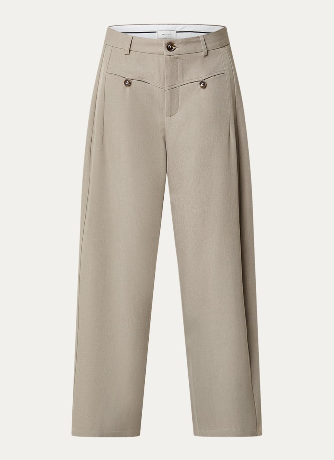 Neo Noir Massie high waist wide fit pantalon met steekzakken - voorkant 2 zand