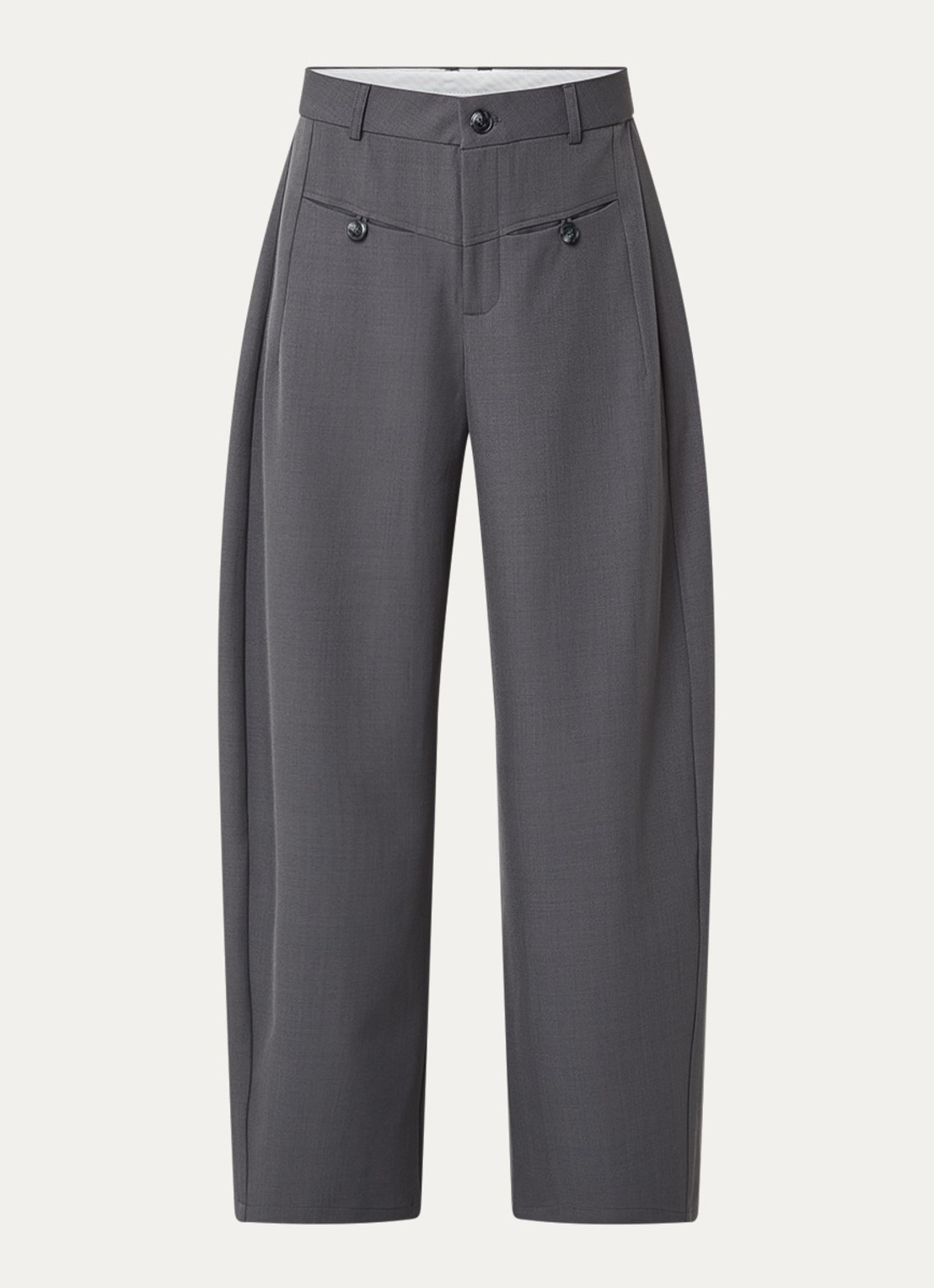 Neo Noir Massie mid waist wide fit pantalon met structuur - voorkant donkergrijs