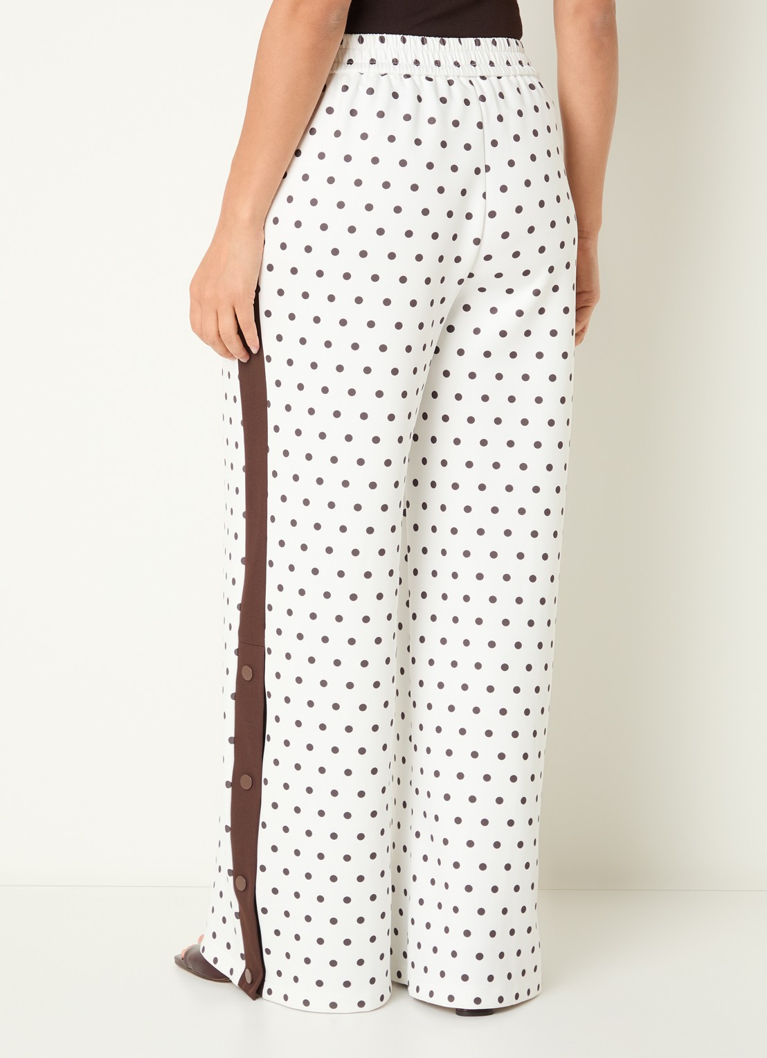 Neo Noir Meggie high waist straight fit trackpants met stippenprint - achterkant 2 gebroken wit