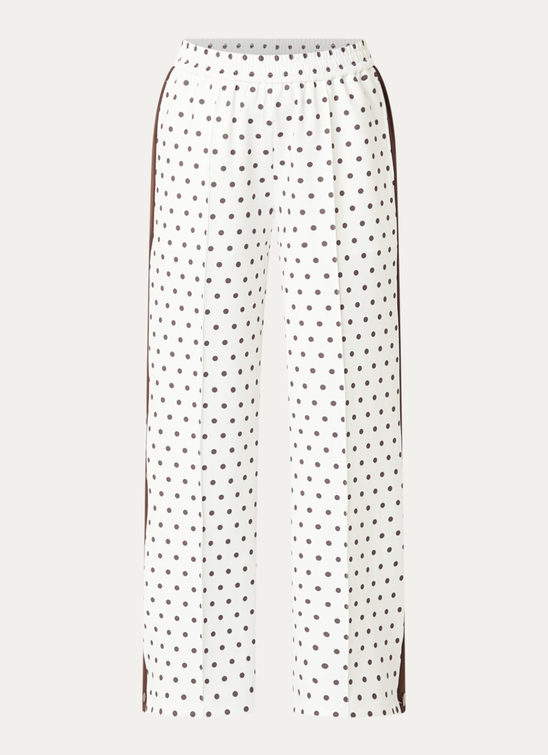 Neo Noir Meggie high waist straight fit trackpants met stippenprint - voorkant 3 gebroken wit