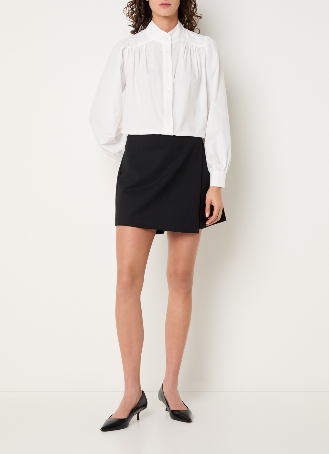 Neo Noir Melya blouse met opstaande kraag - voorkant 2 wit