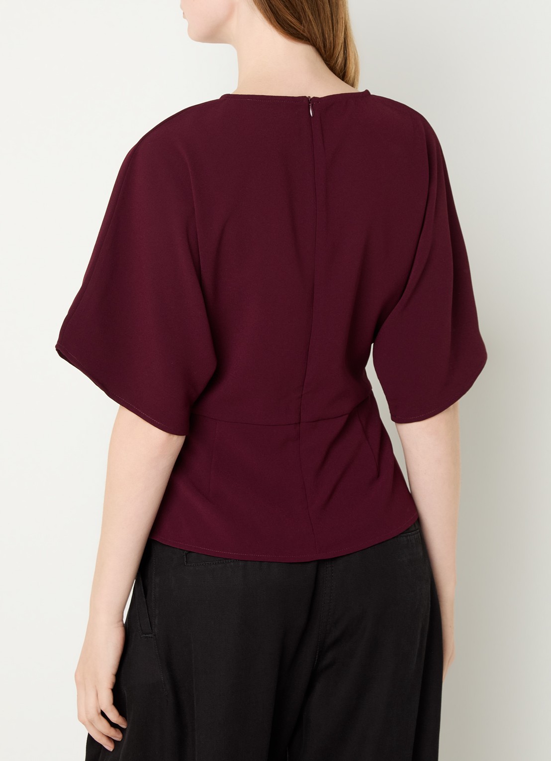 Neo Noir Miriel tuniek met ruches - achterkant 2 aubergine