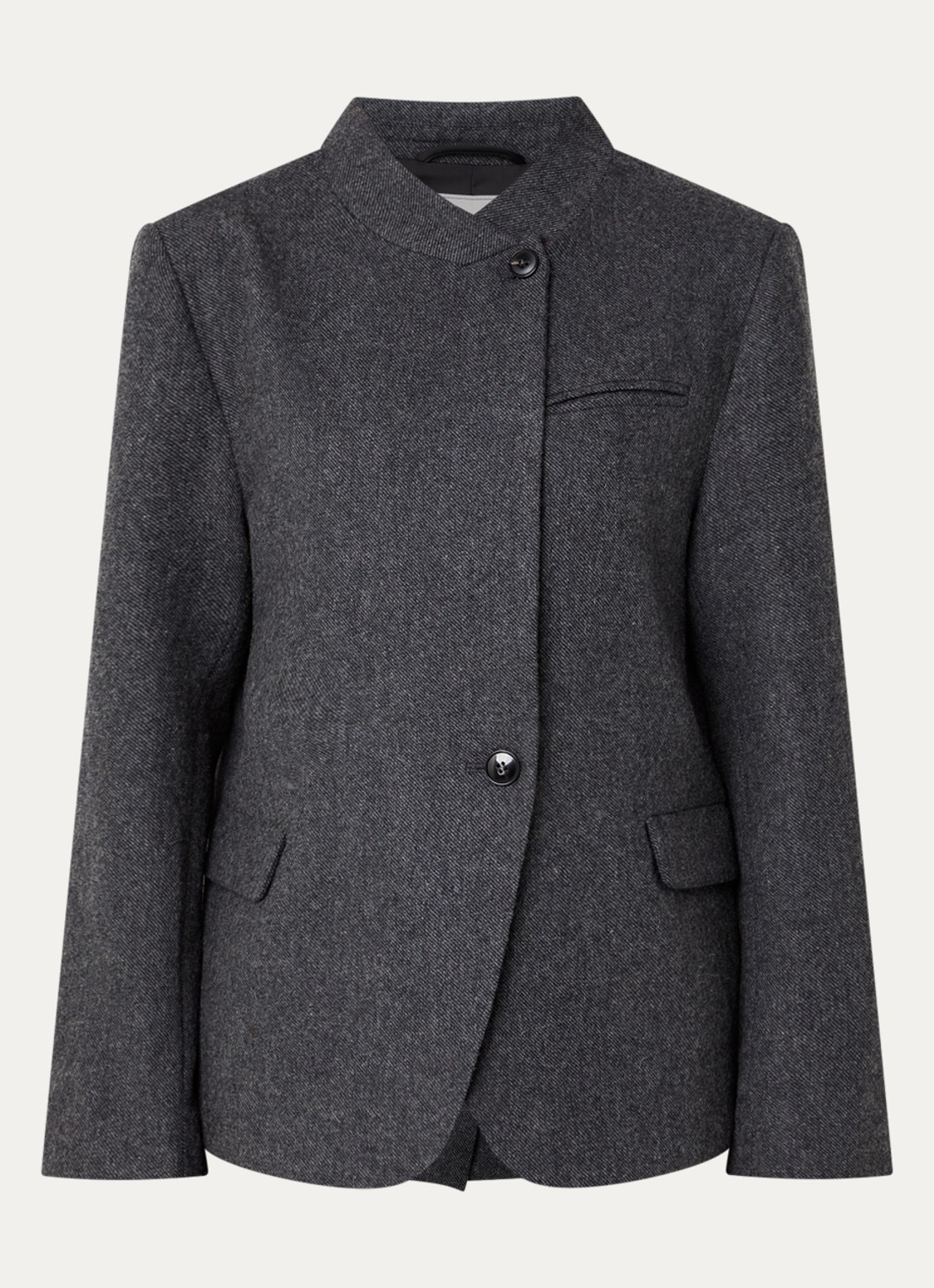 Neo Noir Nerine blazer in wolblend met klepzakken - voorkant 2 antraciet