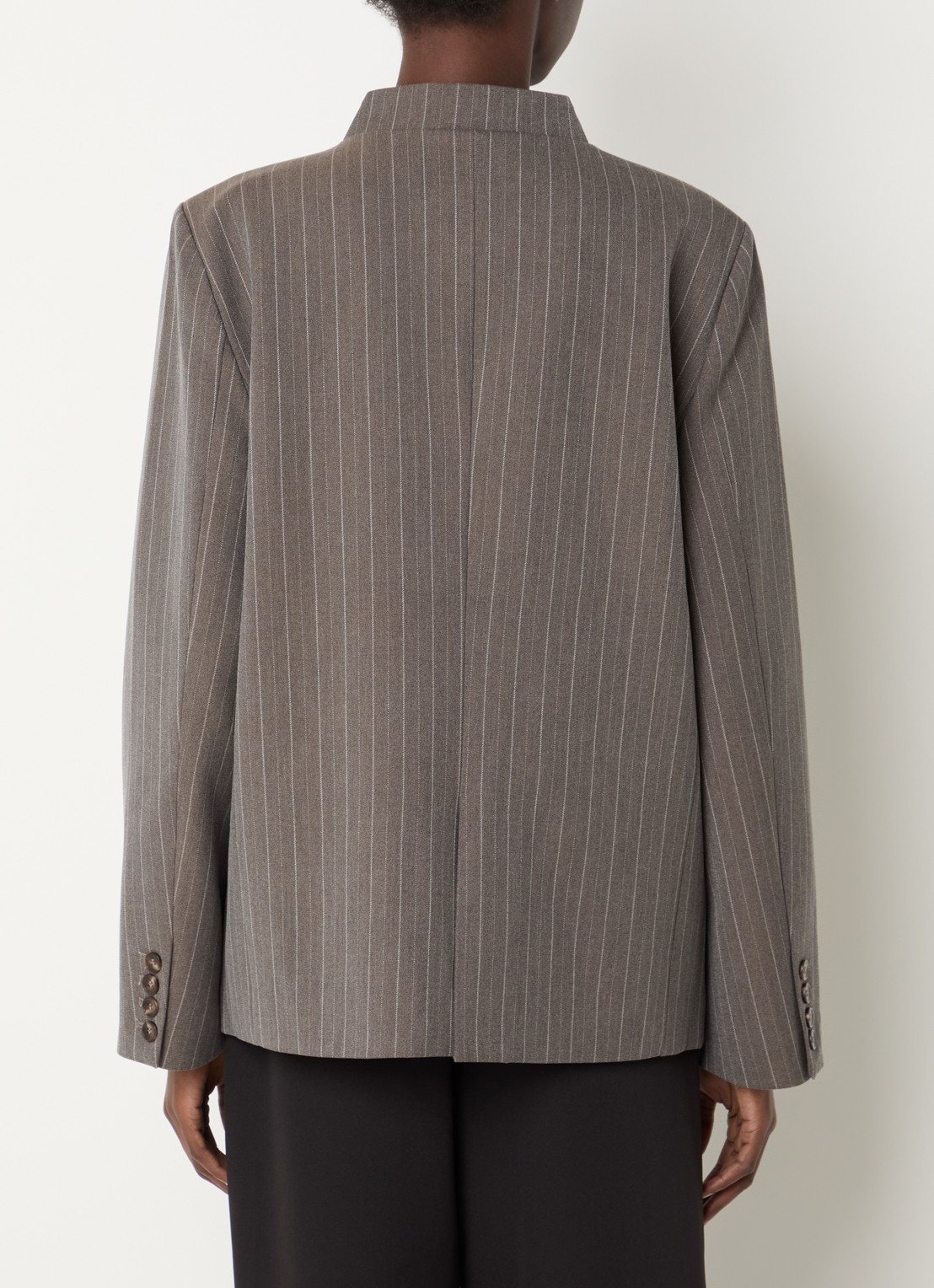 Neo Noir Nerine blazer met krijtstreep en klepzakken - achterkant taupe