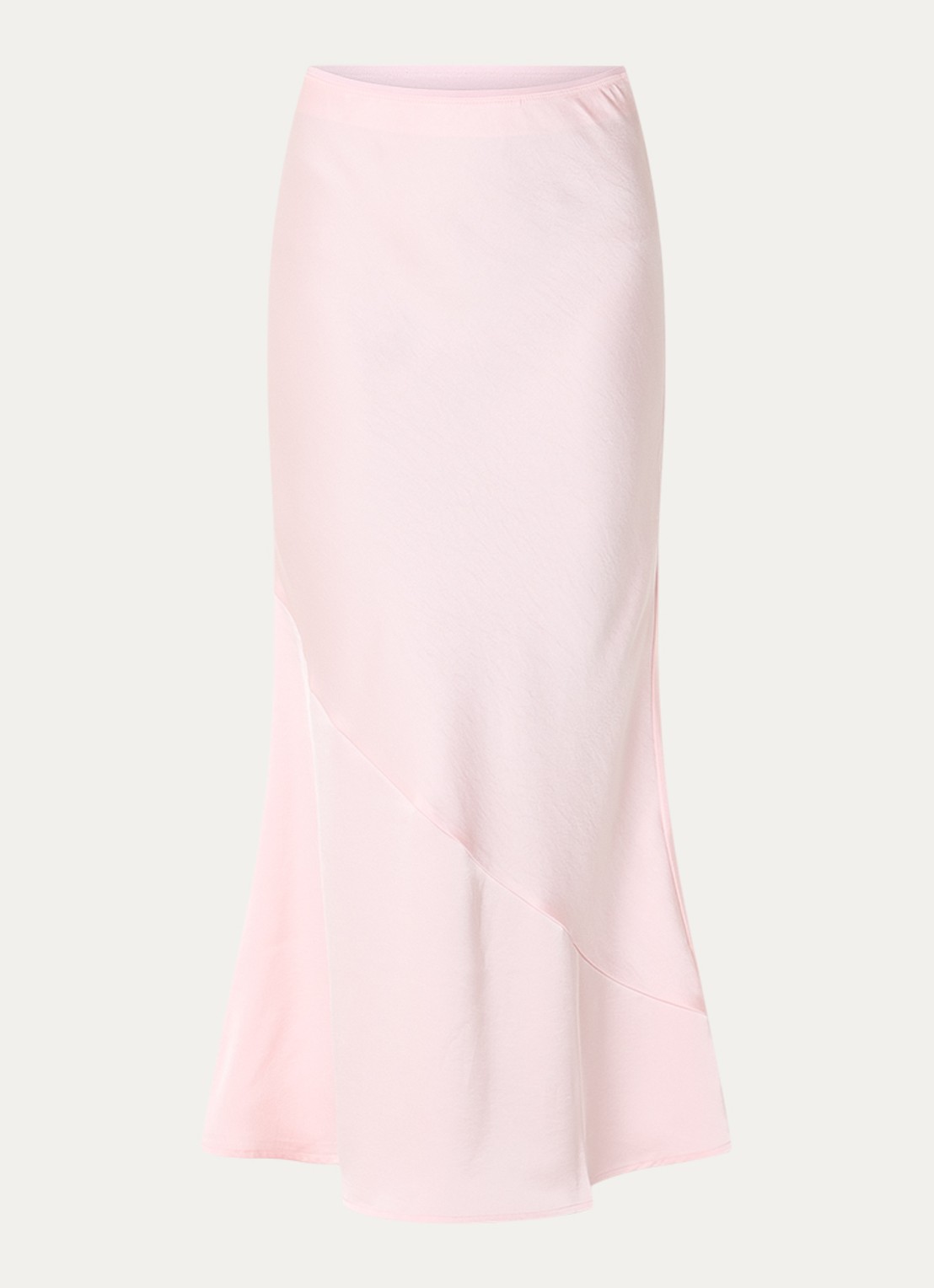Neo Noir Ninad high waist midi A-lijn rok van satijn  - voorkant 3 lichtroze