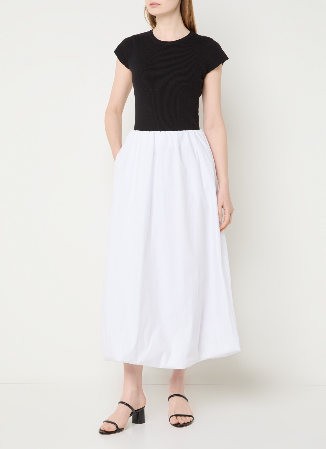 Neo Noir Ober midi rok met steekzakken  - voorkant 2 wit