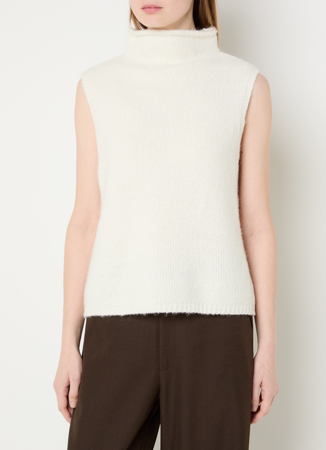 Neo Noir Odelia grofgebreide top in alpaca wolblend - detail 3 gebroken wit