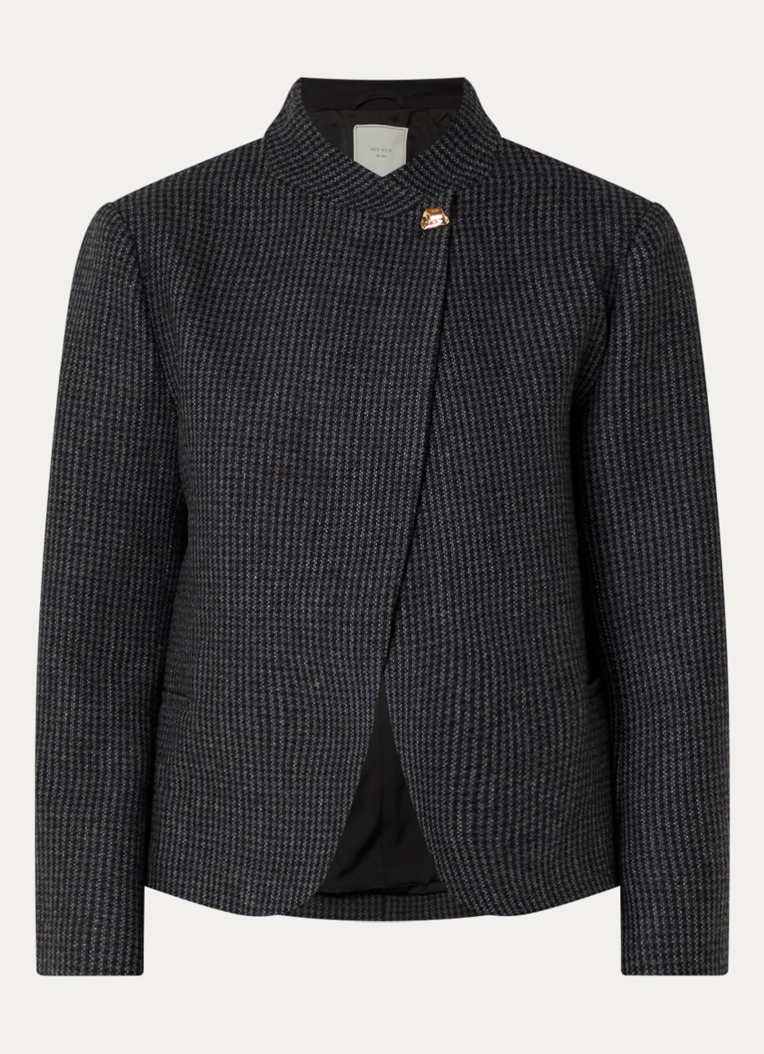 Neo Noir Paria blazer in wolblend met pied-de-poule dessin - voorkant 2 zwart