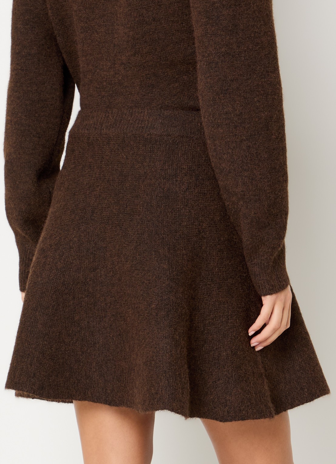 Neo Noir Renata mini rok in wolblend - achterkant 4 hazelnootbruin