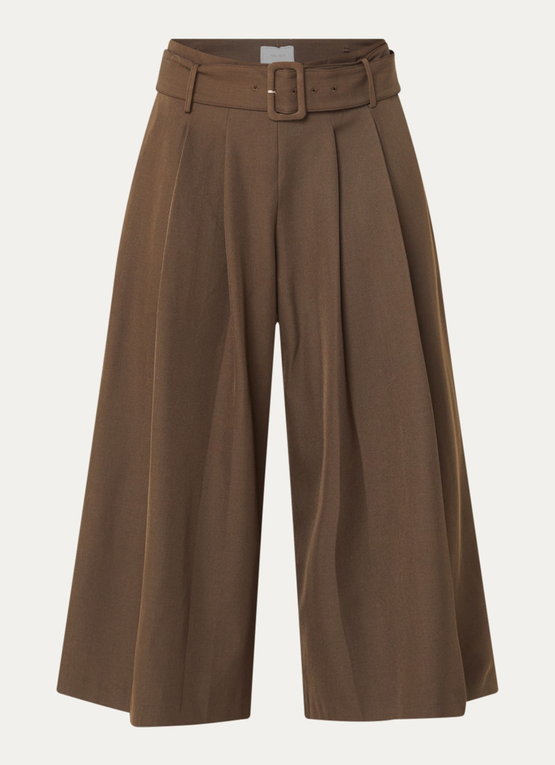Neo Noir Rilene high waist wide fit culotte met ceintuur - voorkant 2 bruin