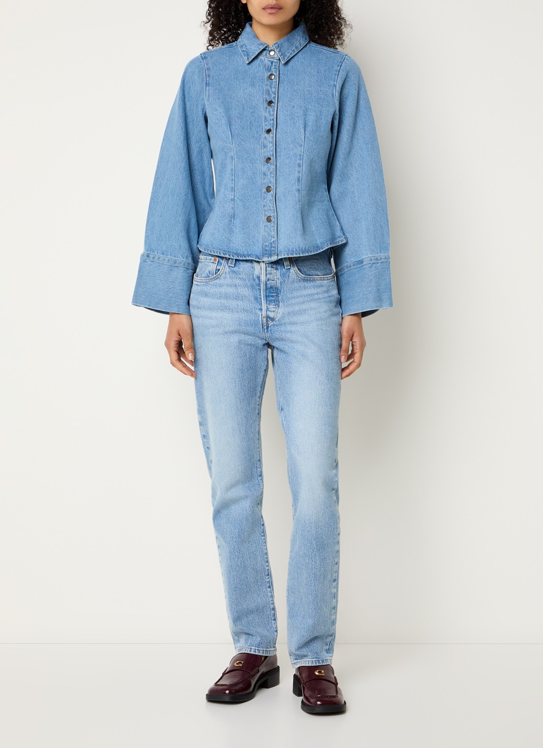 Neo Noir Rosa blouse van denim - voorkant 4 blauw