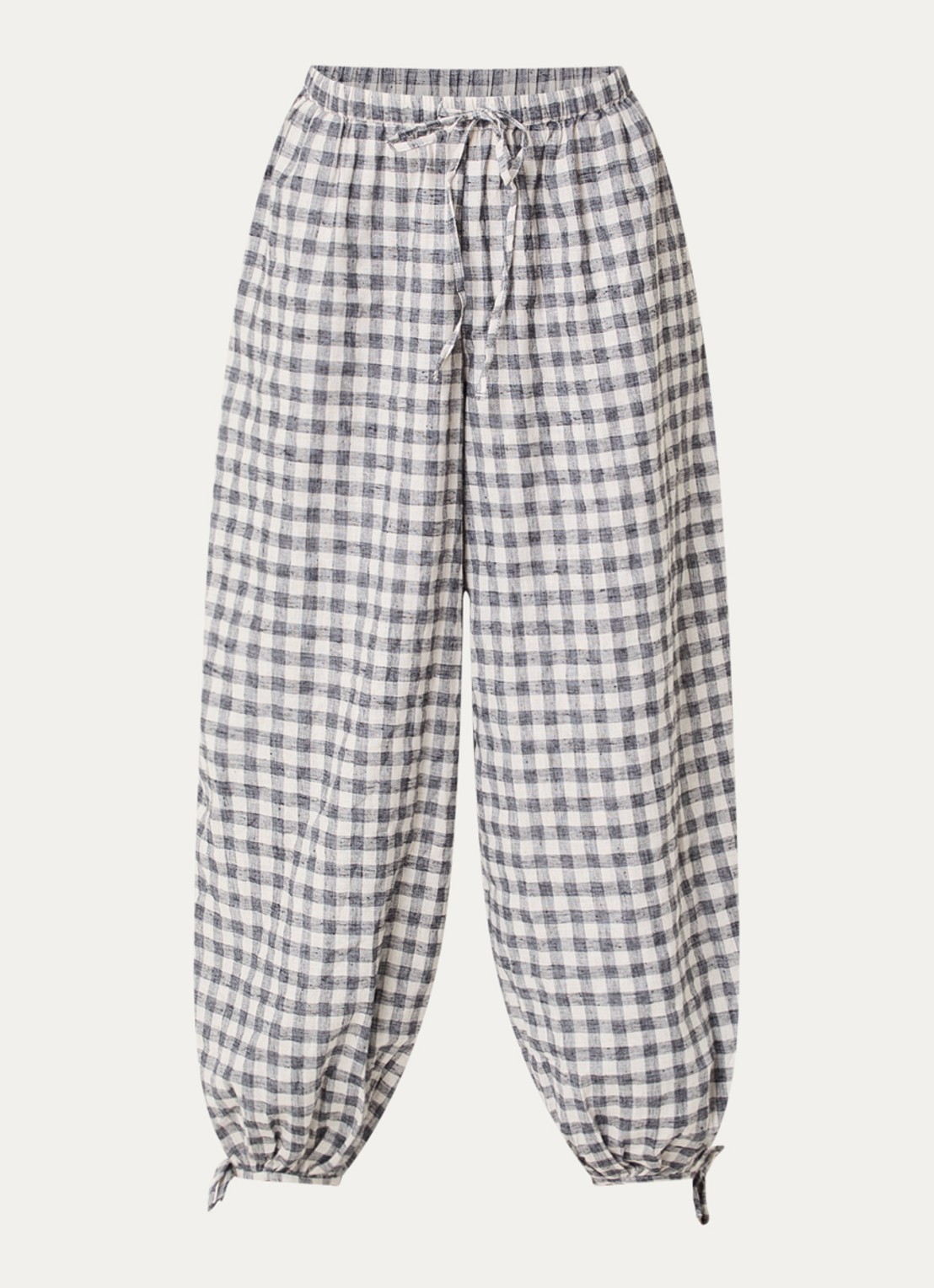 Neo Noir Roxane high waist balloon fit broek met ruitdessin en steekzakken - voorkant 3 zwart