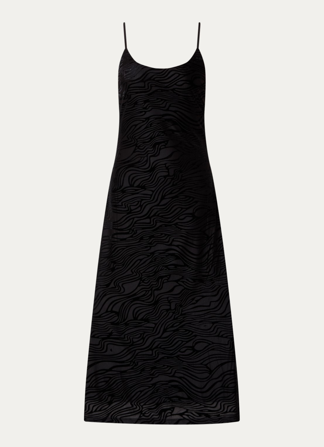 Neo Noir Sali midi jurk met zebraprint en spaghettibandjes - voorkant 2 zwart