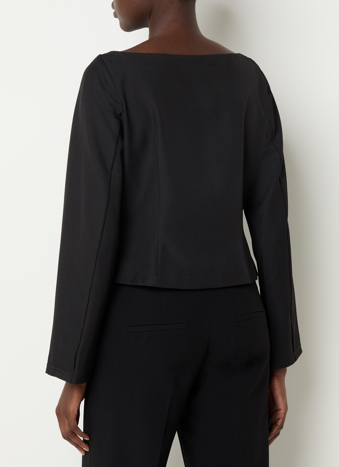 Neo Noir Salsa blouse met siernaad - achterkant zwart