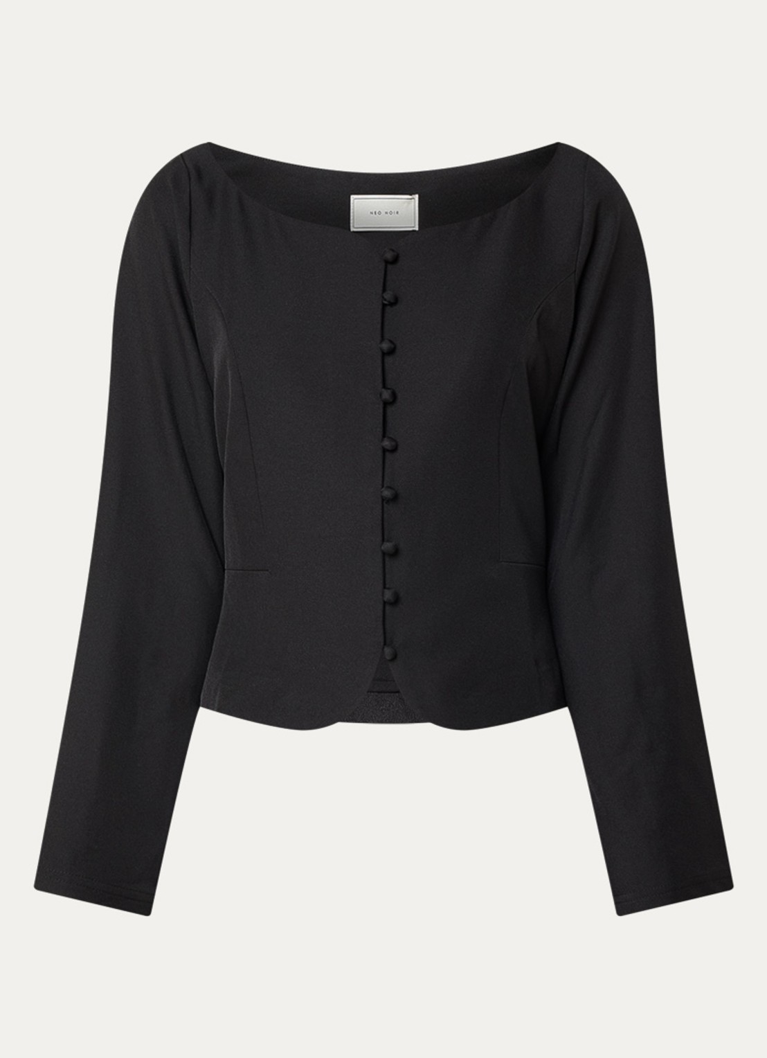 Neo Noir Salsa blouse met siernaad - voorkant 2 zwart