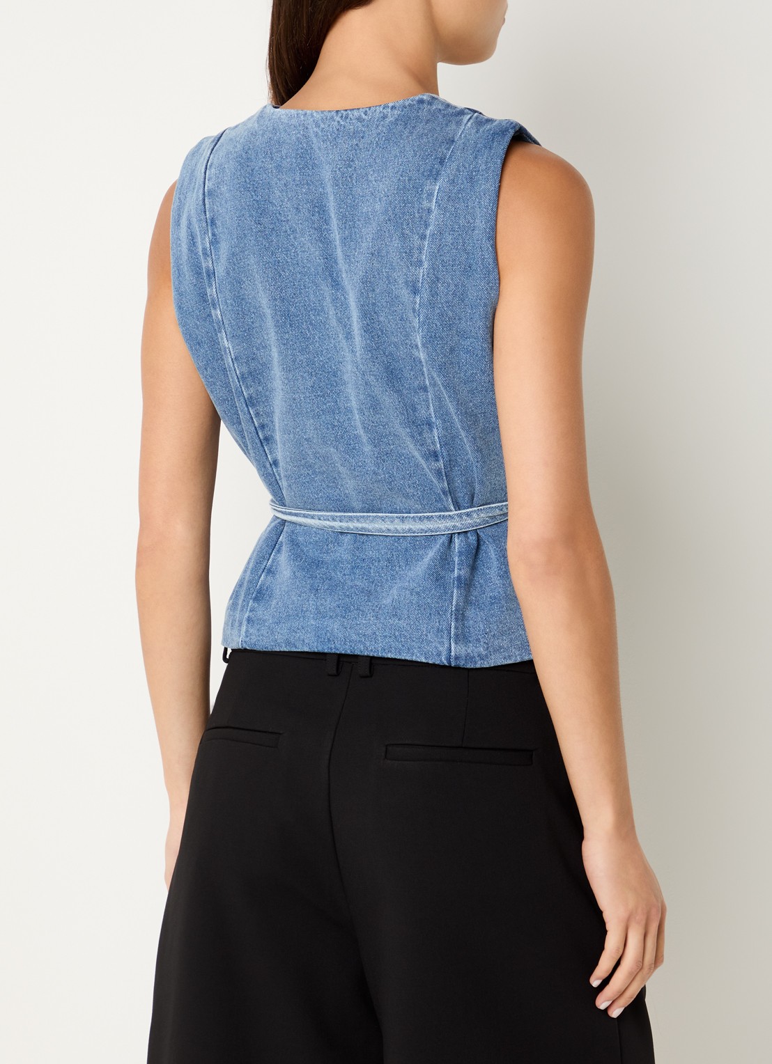 Neo Noir Samara gilet met striksluiting - achterkant 2 blauw